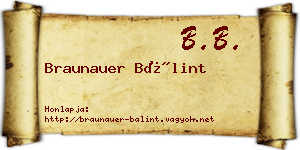 Braunauer Bálint névjegykártya